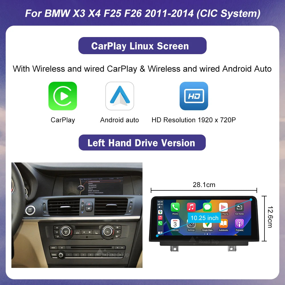 BMW X3 F25 F26 10.25" Android Multimedia Display | CarPlay & Android Auto