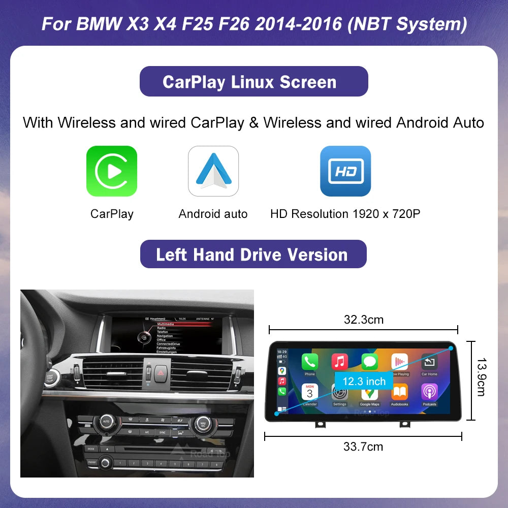 BMW X3 F25 F26 10.25" Android Multimedia Display | CarPlay & Android Auto